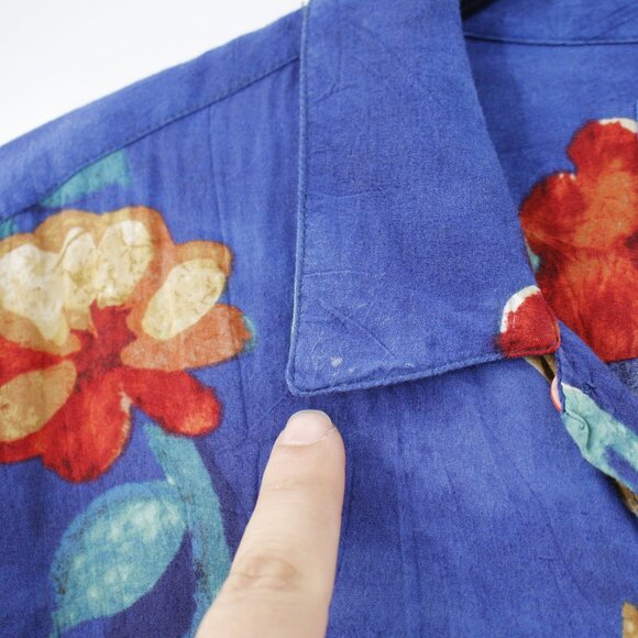 Jams World Hawaiian Shirt mens large M630RE blue Red Floral Short Sleeve Rayon - Picture 2 of 14